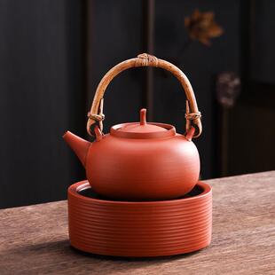 潮州手工薄胎红泥砂铫壶提梁陶壶泡茶烧水壶 电陶炉煮茶器 煮茶炉