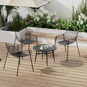 户外庭院桌椅组合防水防晒园林售楼处花园别墅露台室外铁艺不锈钢