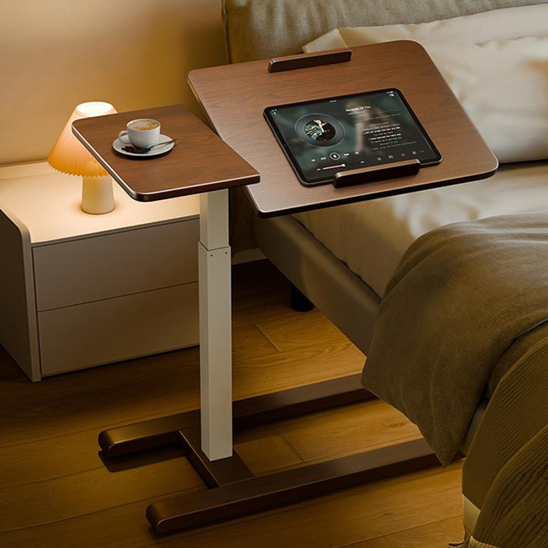 床边桌可移动升降笔记本膝上桌懒人简易家用卧室小户型实木电脑桌