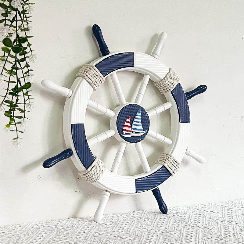 地中海经典船舵方向盘舵手装饰壁挂墙面装饰挂件儿童房客餐厅壁饰