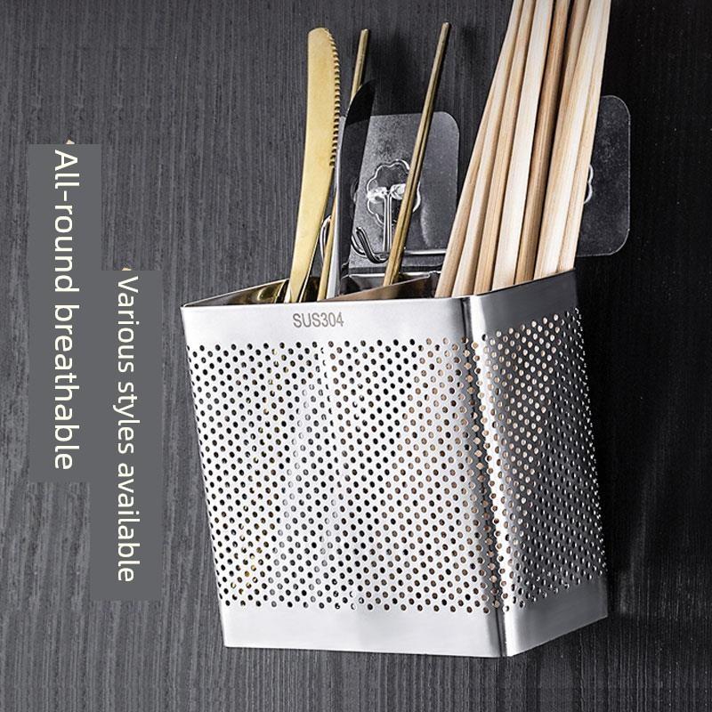 304不锈钢316筷子桶厨房挂筷子笼方形排水架防霉家用收纳箱商用