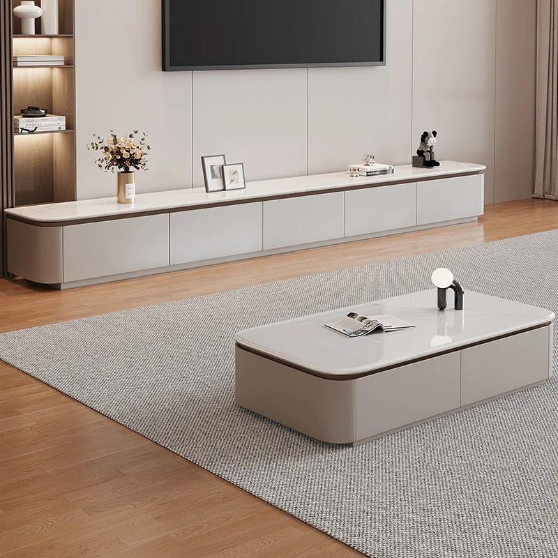 2025新款微晶石实木电视柜茶几组合岩板现代简约客厅落地轻奢家用