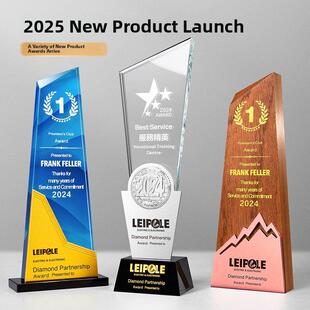 水晶奖杯定制创意金属企业年会优秀员工比赛冠军荣誉25年新款奖牌