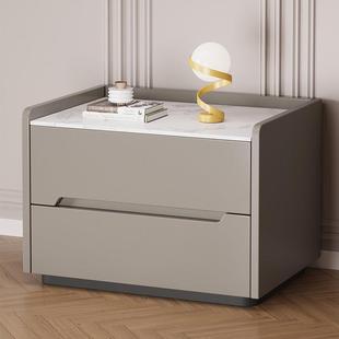 全实木床头柜简约高级感极简锁岩板主卧室家用整装床边柜烤漆工艺