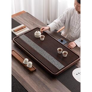 茶盘2025新款家用客厅办公茶台乌金石高档电木款实木茶具托盘茶海
