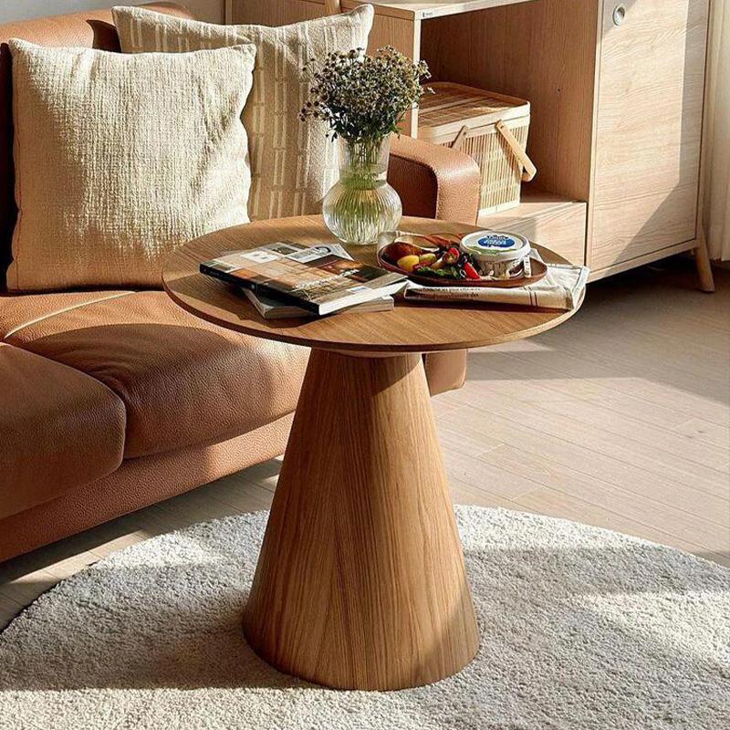 实木圆形蘑菇茶几户型沙发边台日式创意简约客厅咖啡厅民宿小桌子