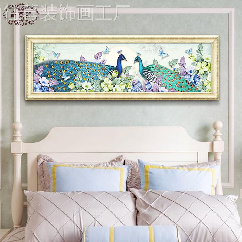 夫妻床头装饰画温馨孔雀挂画欧式卧室油画客厅沙发背景墙壁画美式图片