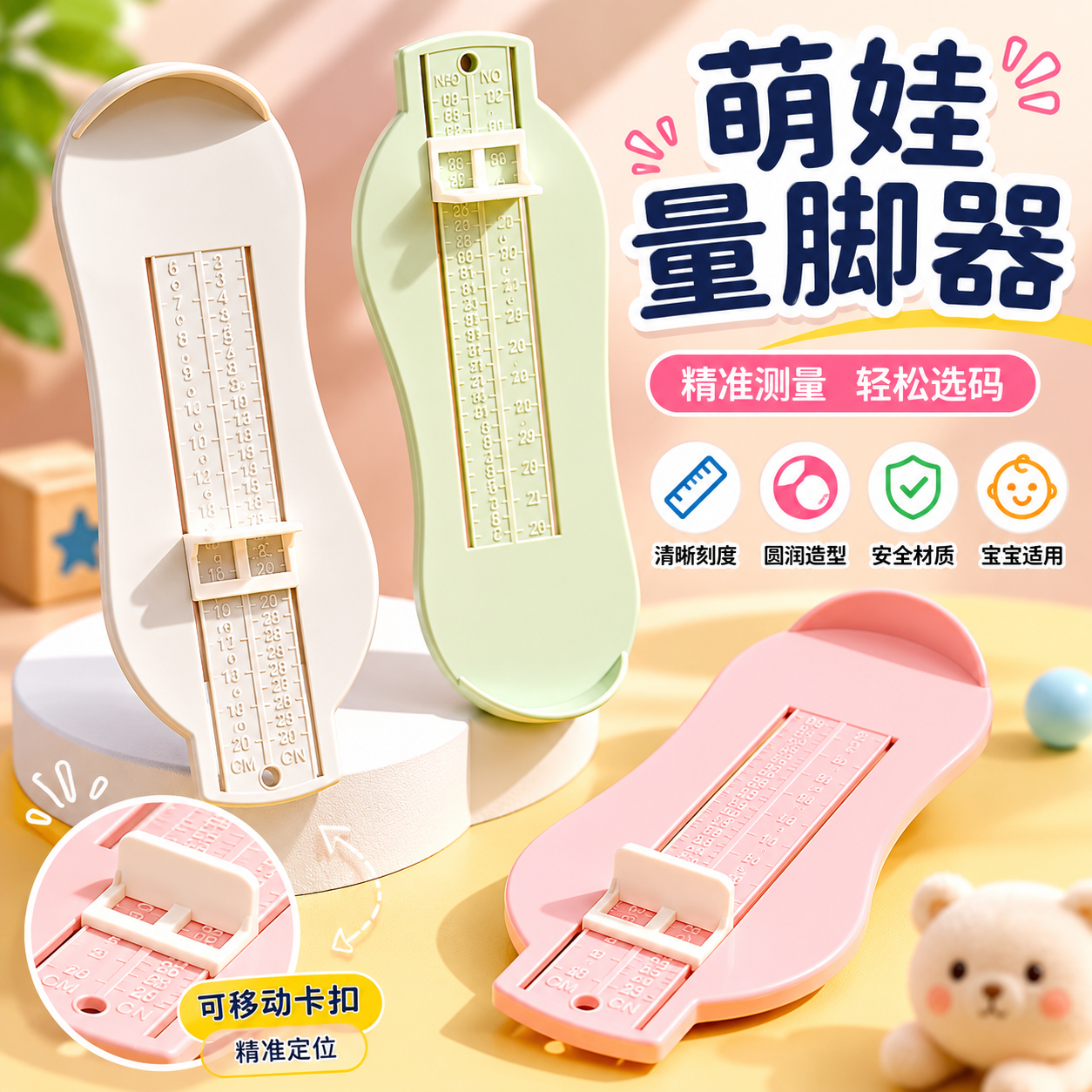 儿童测量仪宝宝量脚器小孩子婴儿家用内长量鞋尺码测量脚神器通用