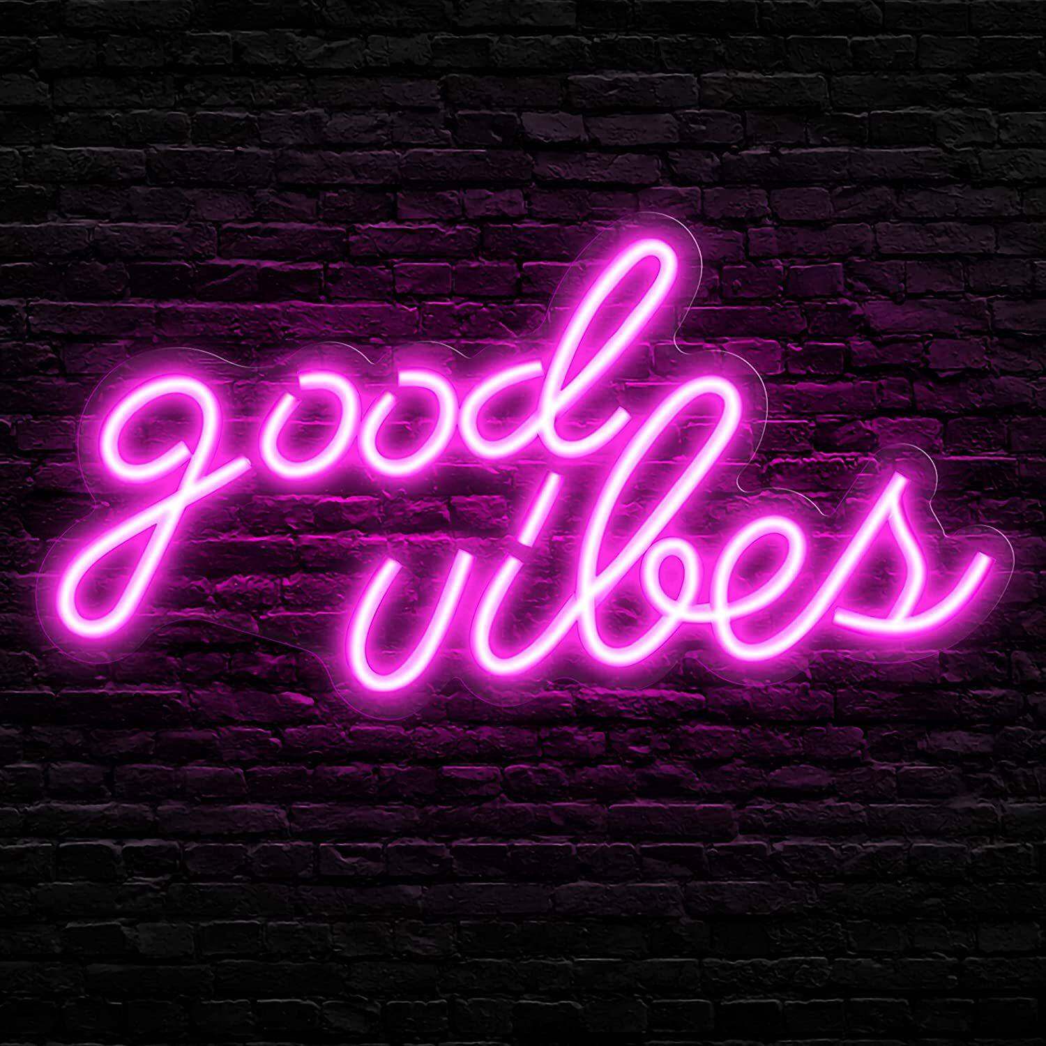 goodvibes霓虹灯氛围LED发光造型亚马逊外贸卧室英文字母可调光