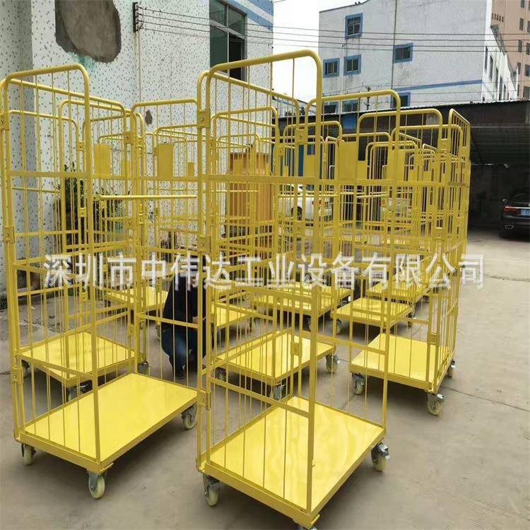 源头工厂移动折叠密网带门带顶分拣装卸物流笼台车价折叠收纳