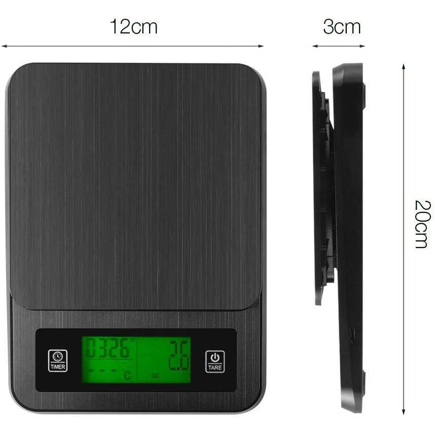 意式手冲咖啡电子秤智能豆称USB供电计时带温度针吧台家用厨房秤