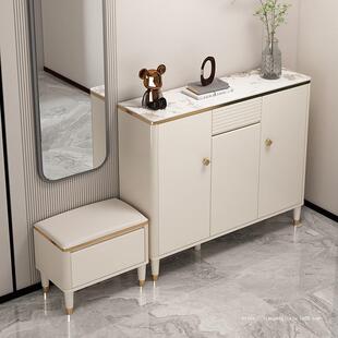 2025爆款岩板门口鞋柜家用带换鞋凳门口可坐靠墙收纳储物柜一体