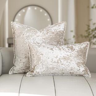 现代轻奢高级感冰花绒抱枕沙发客厅奢华靠枕套珠光白靠垫别墅靠包