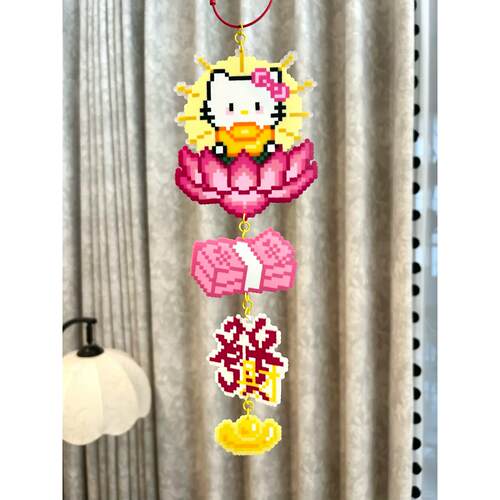 HelloKitty汽车挂件拼豆成品车饰手工车载挂件卡通可爱Hello平安