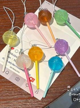 夜光小物件创意风夜光仿真棒棒糖手机绳挂件可爱少女心甜美书包小