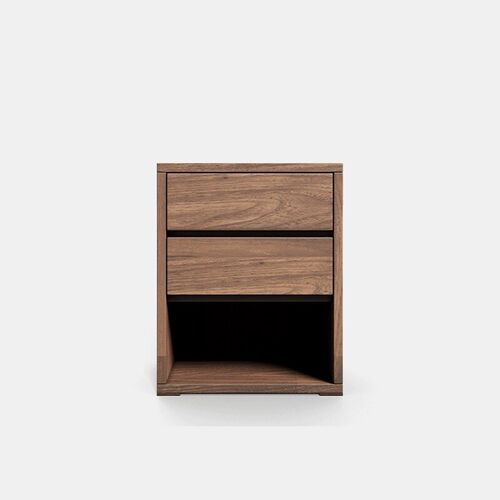 意式极简床头柜现代轻奢卧室床边柜北欧简约胡桃木色储物柜边几