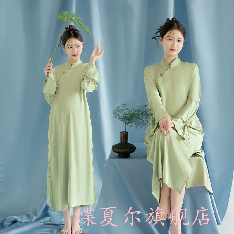影楼新款中国风孕妇摄影写真照艺术照主题时尚旗袍裙修身显瘦服装