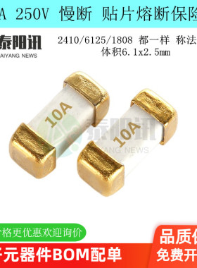 10A 25d0V T10A慢断电流 贴片熔断性保险丝2410 6125 1808一次性F