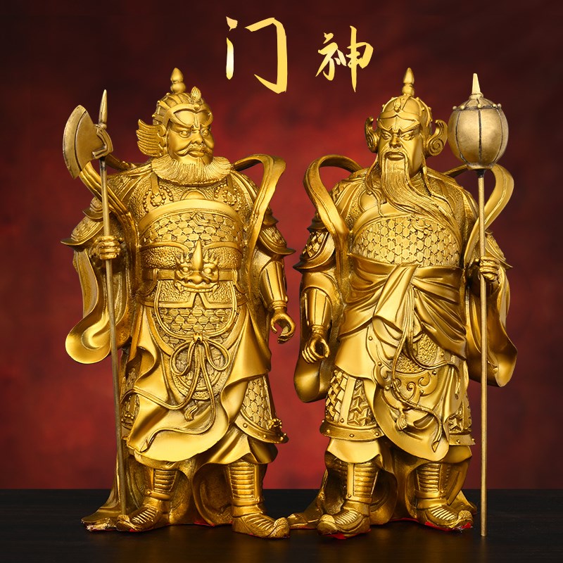 黄铜门神一对尉迟l敬德与秦叔宝镇宅摆件家居客厅玄关乔迁新居礼