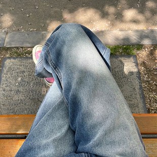 梨形身材裤 胖妹妹mm高腰宽松显瘦阔腿长裤 子潮 女秋新款 直筒牛仔裤