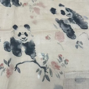 纯苎麻单面植物印花薯莨布料设计半身长裙子衬衫 面料 透气舒适服装