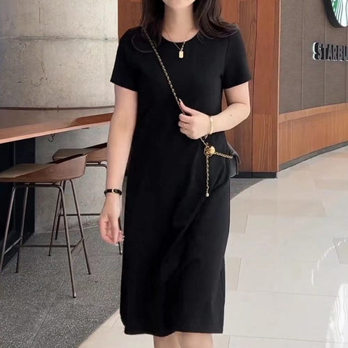 孕妇装夏装连衣裙新款宽松职业装高级感纯棉短袖过膝孕妇长裙夏季