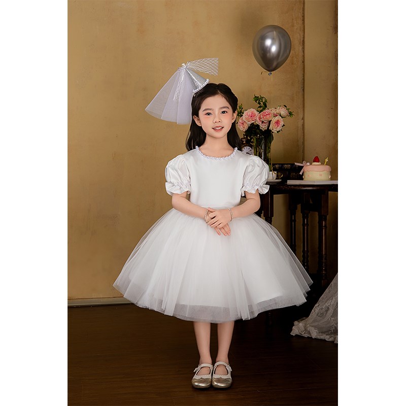 女童高端连衣裙夏季儿童周岁生日宴裙子小女孩泡泡袖公主裙晚礼服图片