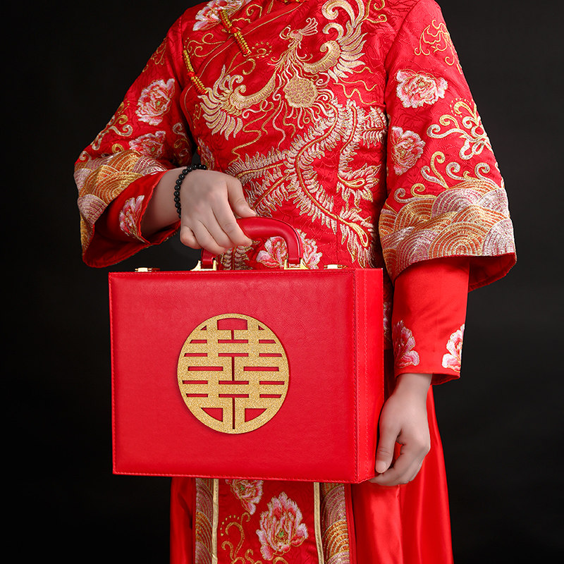 结婚礼金盒提亲聘礼箱彩礼钱盒子装万元红包定亲订婚陪嫁礼盒箱子