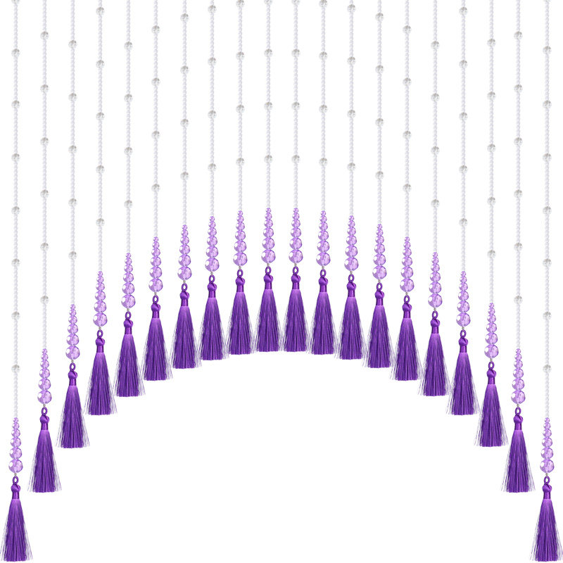 紫色水晶珠帘玄关装饰客厅过道网红挂帘软隔断免打孔流苏穗门帘子