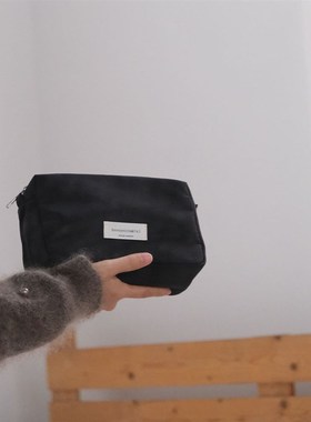 便携旅行高级感黑色防水化妆品包收纳包尼龙布袋洗漱包大容量内胆