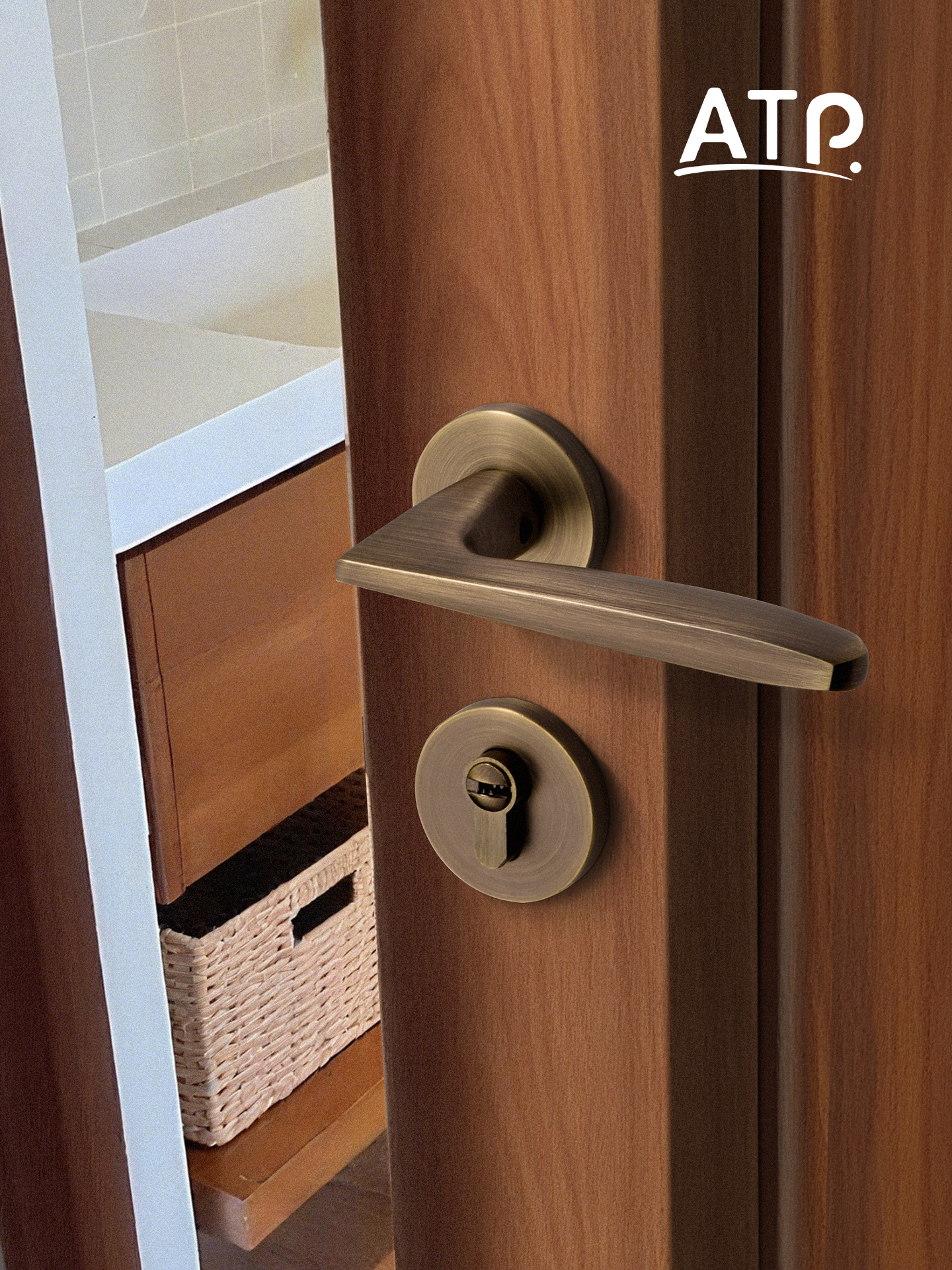 Atp青铜卧室门锁新中国风室内分体磁静音家居古色古香房间门把手