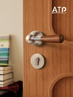 Atp中世纪风格的法式卧室门锁核桃分割磁静音锁室内实木门把手