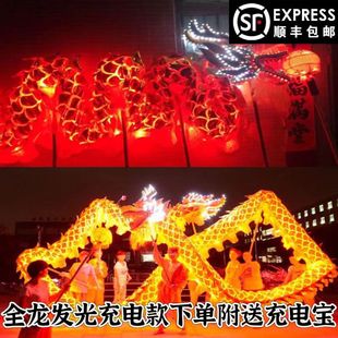 新年闹元 宵龙灯舞龙舞狮绸缎布灯光龙夜光龙龙抬头演出舞台道具