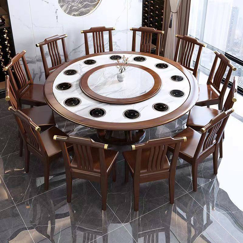 新中式岩板小火锅餐桌椅组合一人一锅电磁炉一体酒店家用圆火锅桌,住宅家具,电磁炉餐桌,淘宝优惠券,粉丝福利购,淘宝优惠卷