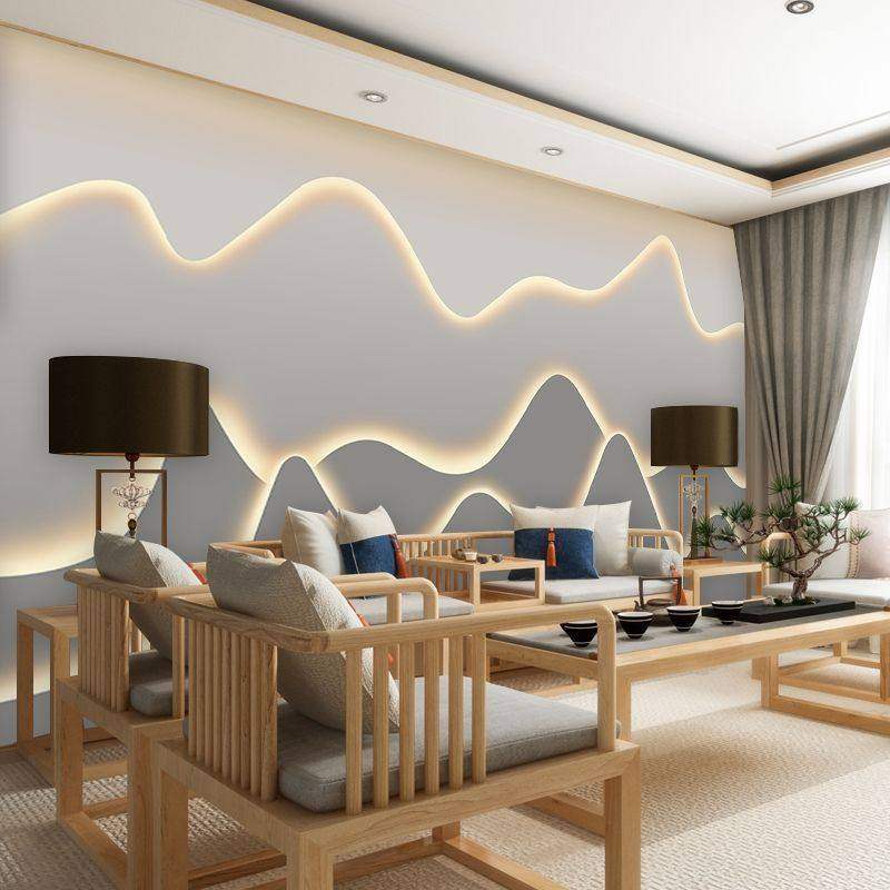 发光仿假山壁纸网红多层山形电视背景墙墙布现代简约客厅沙发壁画,全屋定制,定制背景墙,淘宝优惠券,粉丝福利购,淘宝优惠卷