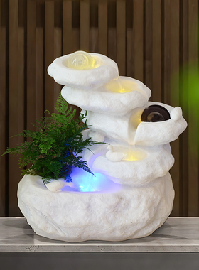 生财流水摆件风水球现代简约家居办公装饰鱼缸循环加湿桌面假山