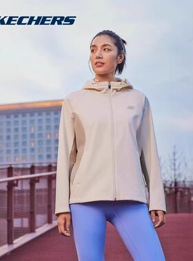 斯凯奇女士2024新款防污防油防沾水梭织连帽外套P424W113