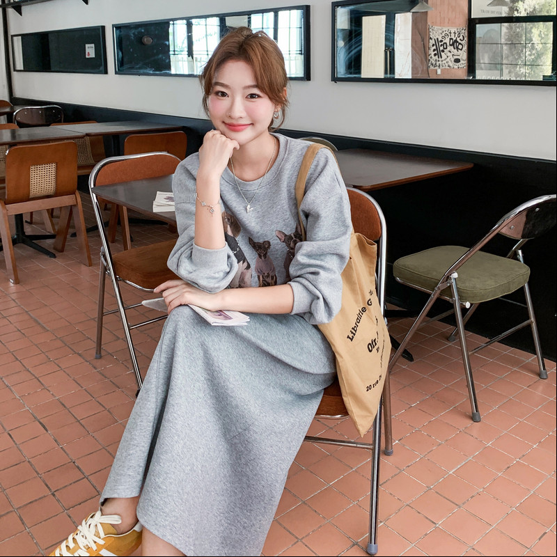 盐甜减龄小狗印花卫衣套装女2025春秋季新款休闲显瘦半身裙两件套,女装套装/套裙,浙宝201