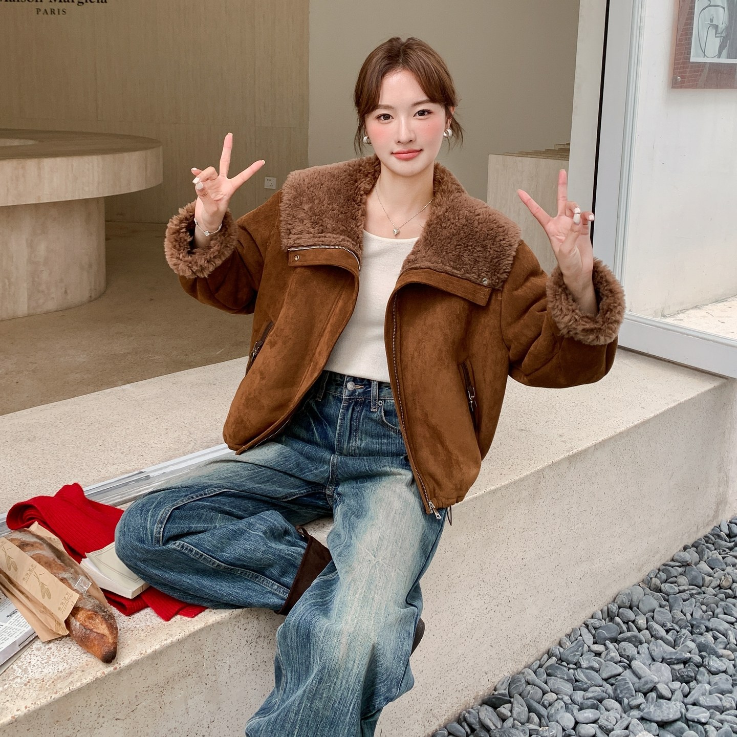 2025【现货冬款】新货美拉德翻领短外套201-Q230-P195-控298,女装短外套,浙宝201