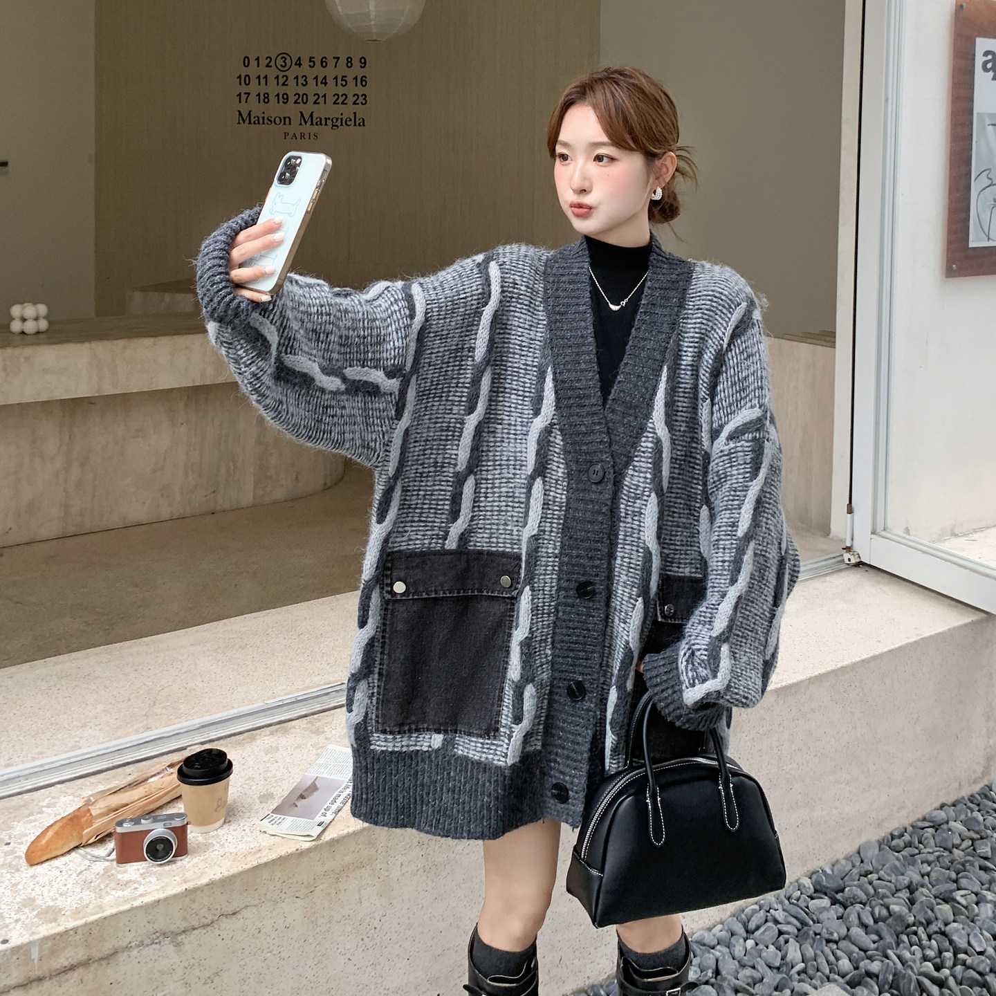 2025【现货冬款】新货撞色毛衣外套女201-Q285-P165-控238,针织衫/毛衣,浙宝201