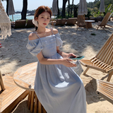 2025【现货夏款】新货方领气质连衣裙201-Q057-P125-控188，女装连衣裙，浙宝201