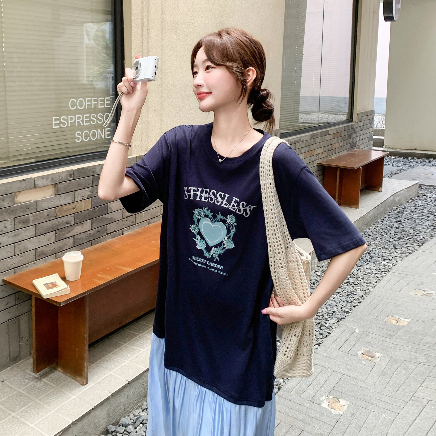 2025【现货夏款】新货拼接假两件连衣裙201-Q127-P135-控198，女装连衣裙，浙宝201