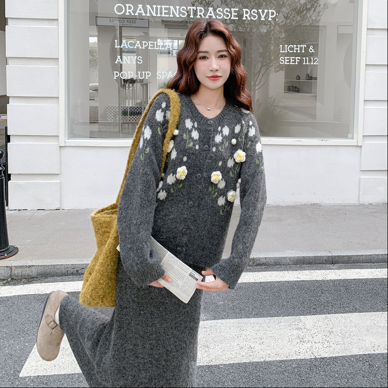 2025【现货冬款】新货花朵针织套装201-Q235-P145-控218,女装套装/套裙,浙宝201