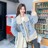 2025【现货冬款】新货蓝色拼接毛呢外套201-Q309-P215-控328，女装毛呢外套，浙宝201