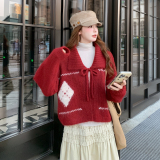 2026【现货春款】新货红翻领系带针织衫201-Q272-P115-控188，女装针织衫/毛衣，浙宝201