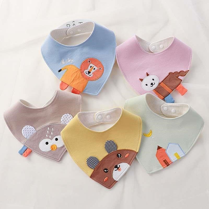 Newborn Cotton Soft Brib Hidden Buckle Cartoon Pattern Baby
