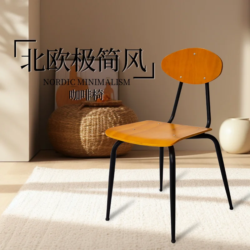 北欧学校食堂餐厅餐椅烘焙店烧烤休闲凳子简约创意设计师靠背椅子
