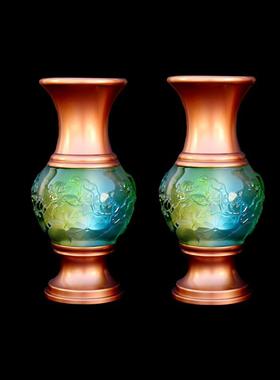 供佛莲花琉璃供花瓶观音瓶佛前供花室内插花宝瓶净水瓶