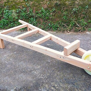 竹木小推车玩具手推车独轮车亲子活动道具小孩户外游戏推车玩教具