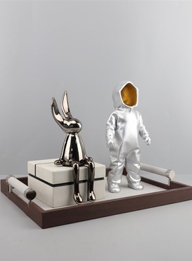 现代简约金属皮革方形手提收纳托盘摆件客厅茶几饭厅家居软装饰品